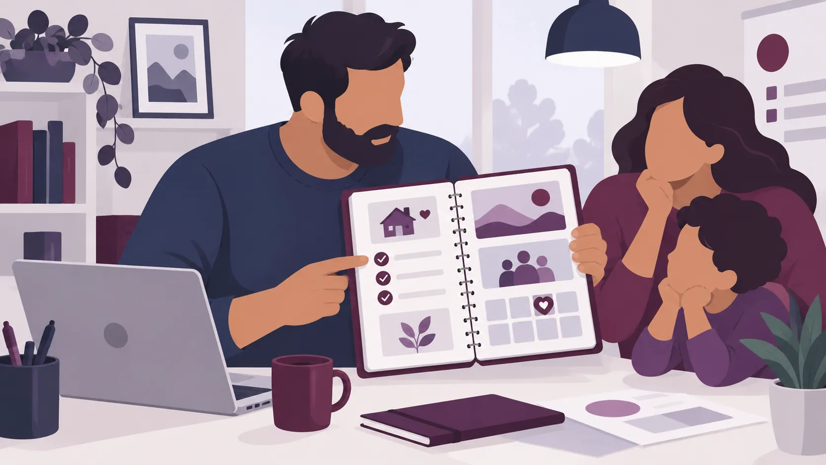 Materiales educativos organizados sobre una mesa de trabajo
