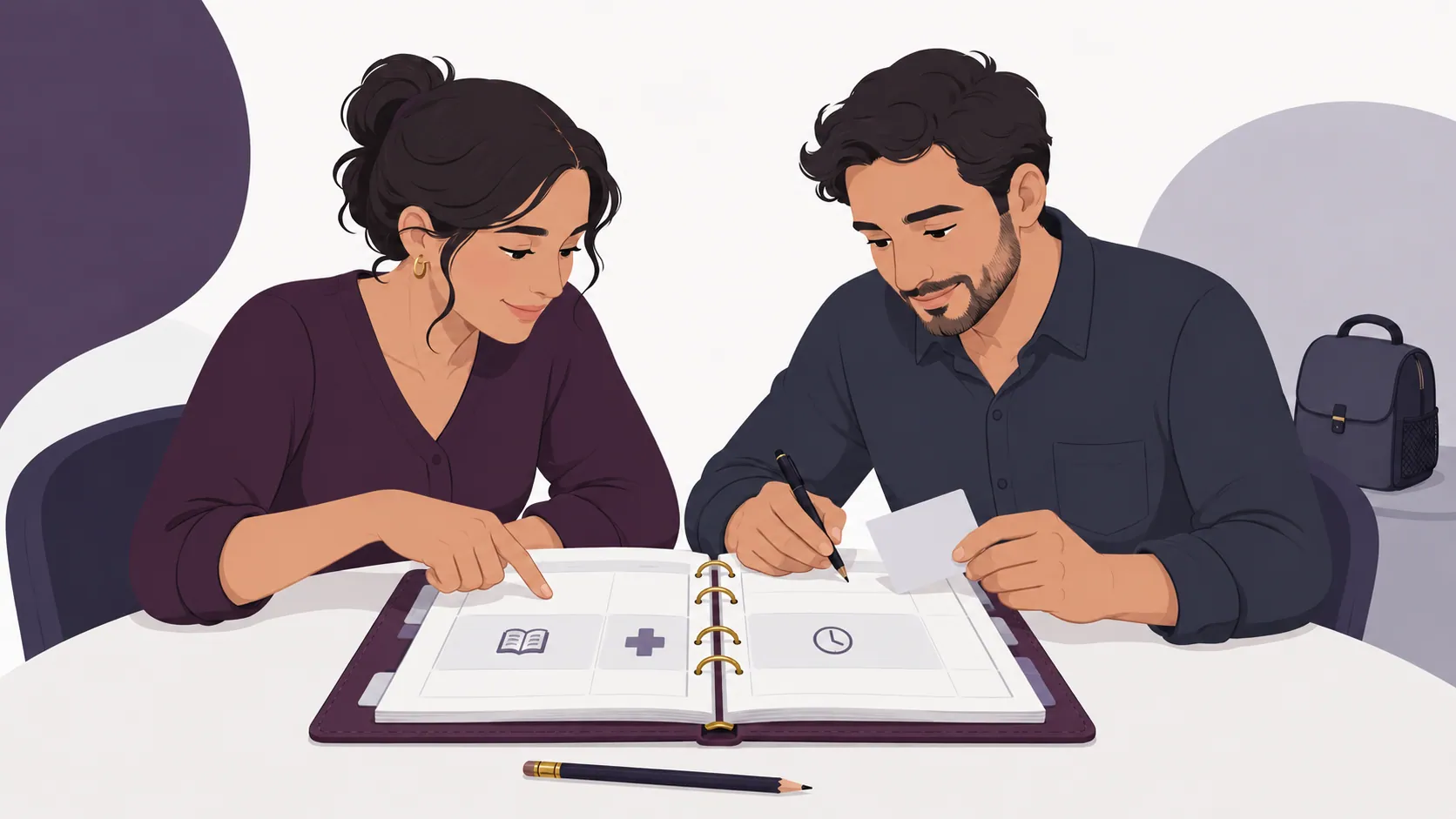 Personas adultas coordinando responsabilidades familiares con respeto
